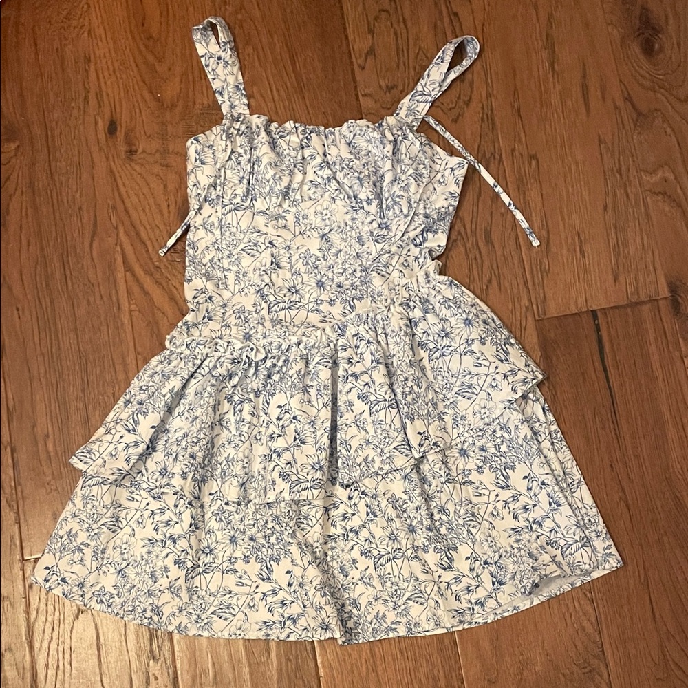 Floral Blue and White Dress